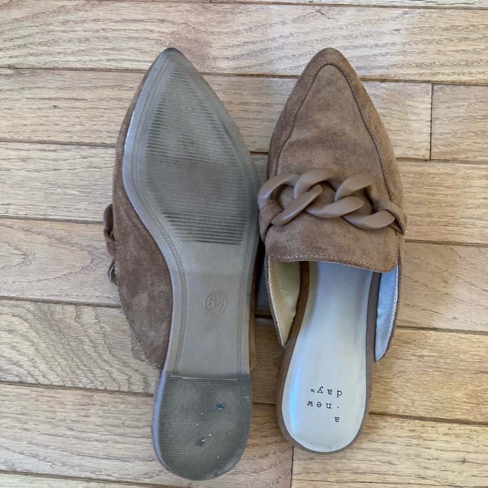 Women's Amber Slip-On Mule Flats - A New Day-Cognac size 6